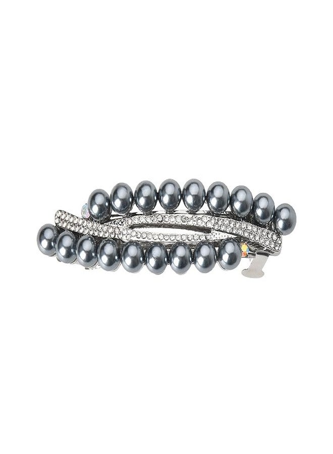 Kefley Gray Pearl Hair Clips Barrettes for Womens Hair Crystal Rhinestone Pearl Hair Barrettes Hairpins Clips for Hair Jewelry Pearl French Hair Accessories Ponytail Holder - Image 1